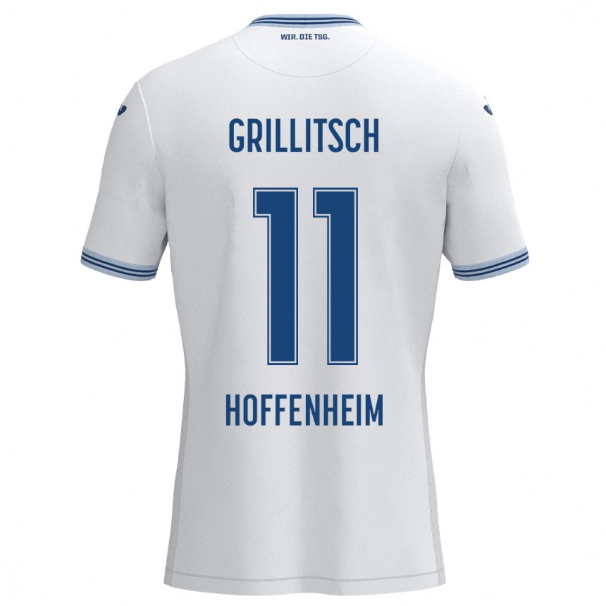 Niño Fútbol Camiseta Florian Grillitsch #11 Blanco Azul 2ª Equipación 2024/25 Argentina