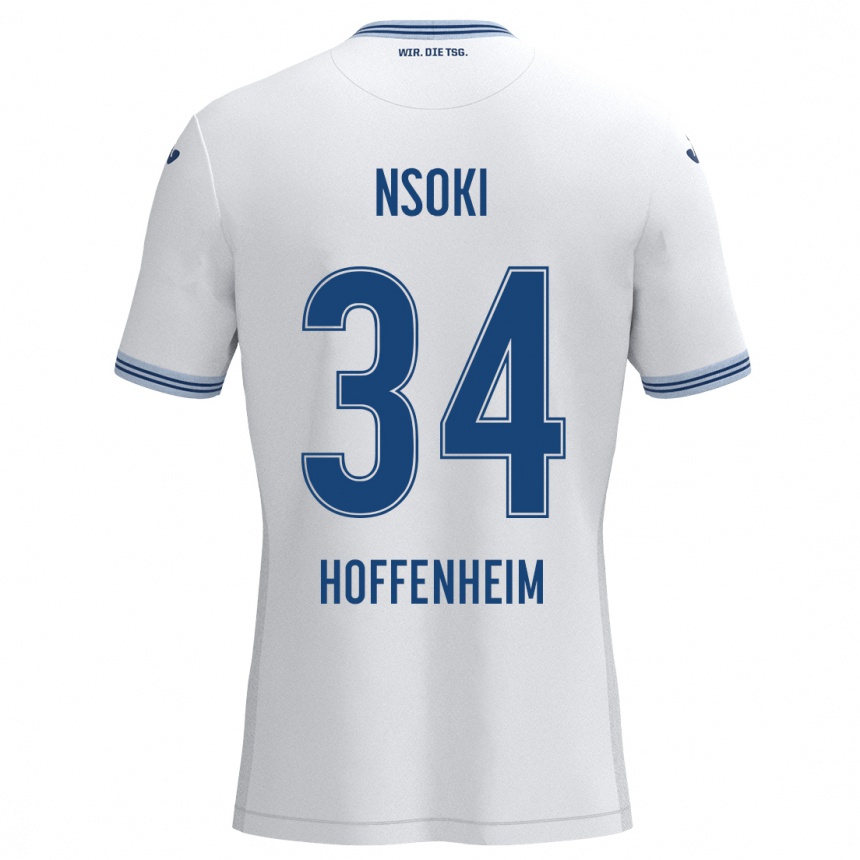 Niño Fútbol Camiseta Stanley Nsoki #34 Blanco Azul 2ª Equipación 2024/25 Argentina