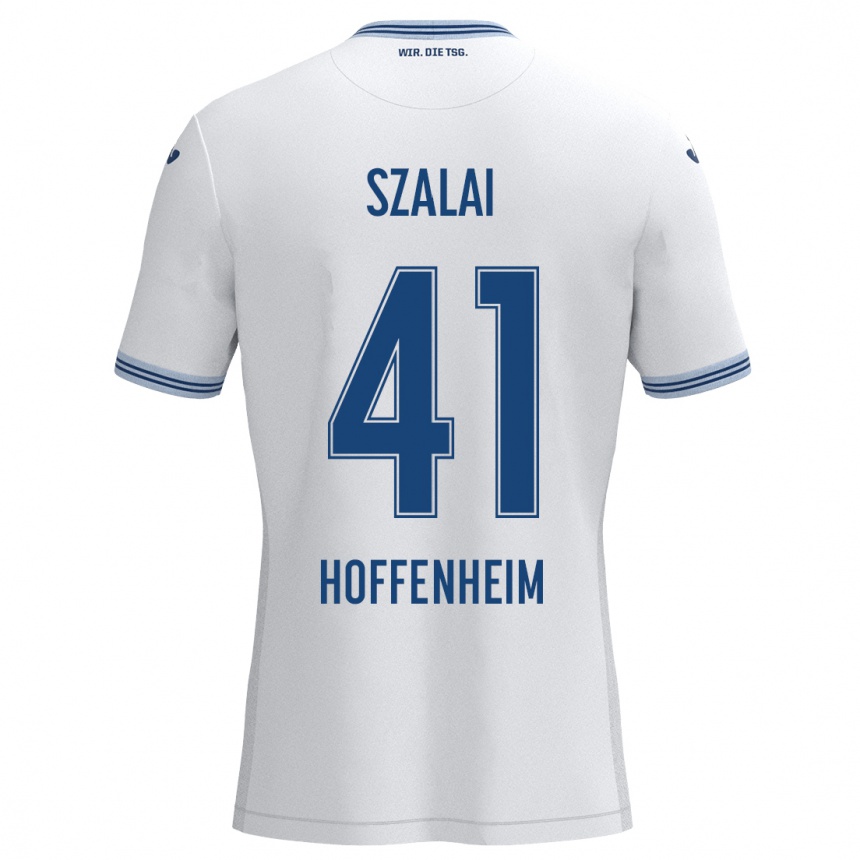 Niño Fútbol Camiseta Attila Szalai #41 Blanco Azul 2ª Equipación 2024/25 Argentina