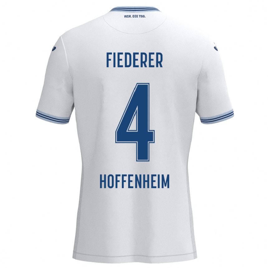 Niño Fútbol Camiseta Tom Fiederer #4 Blanco Azul 2ª Equipación 2024/25 Argentina