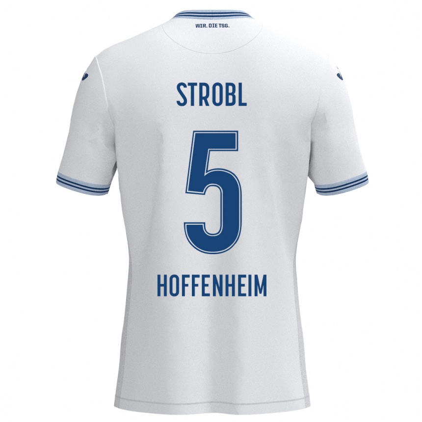 Niño Fútbol Camiseta Lars Strobl #5 Blanco Azul 2ª Equipación 2024/25 Argentina