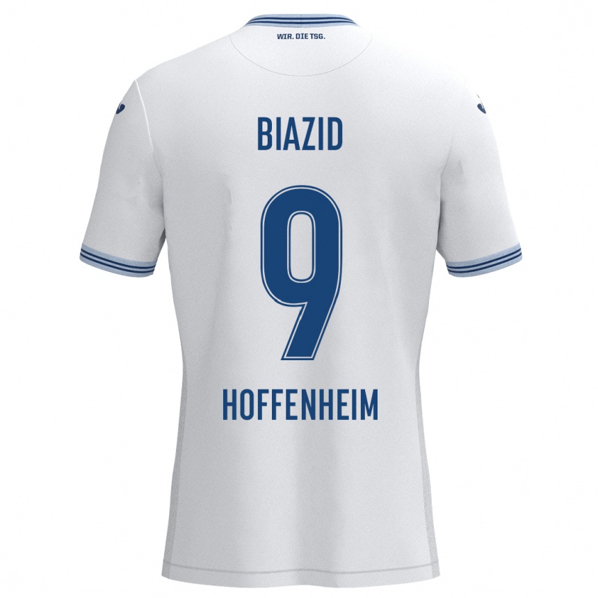 Niño Fútbol Camiseta Zain Biazid #9 Blanco Azul 2ª Equipación 2024/25 Argentina