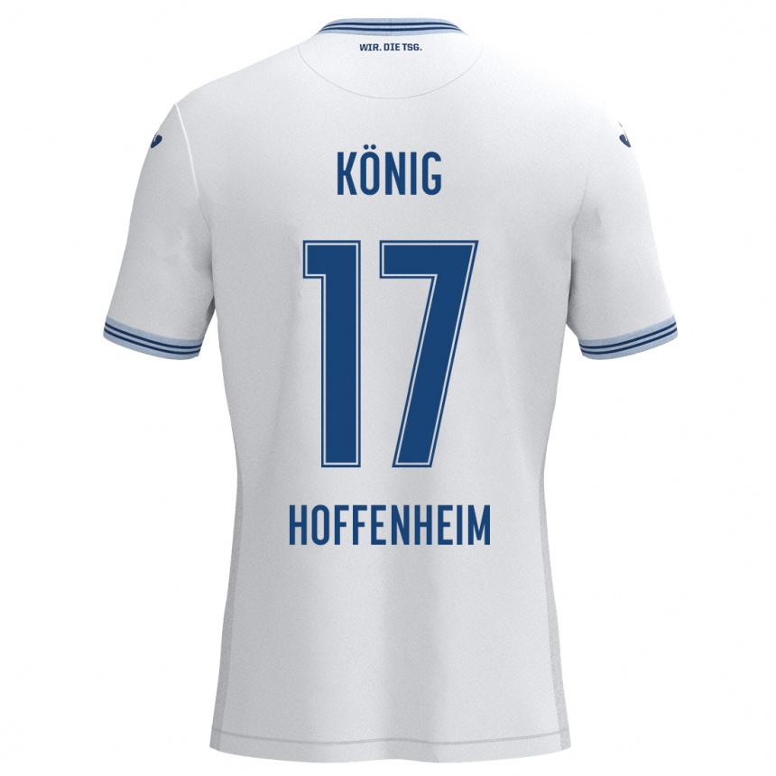 Niño Fútbol Camiseta Noah König #17 Blanco Azul 2ª Equipación 2024/25 Argentina