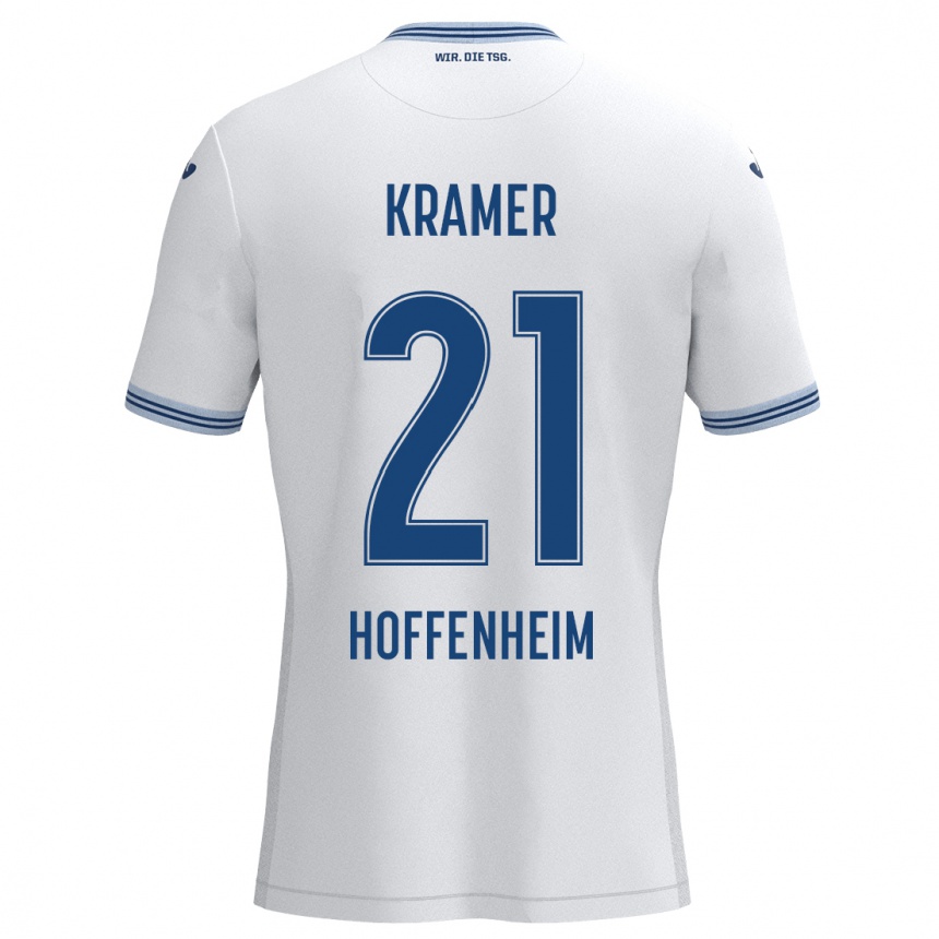 Niño Fútbol Camiseta Emil Kramer #21 Blanco Azul 2ª Equipación 2024/25 Argentina