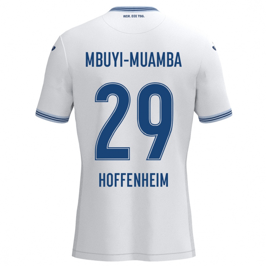 Niño Fútbol Camiseta Hubert Mbuyi-Muamba #29 Blanco Azul 2ª Equipación 2024/25 Argentina