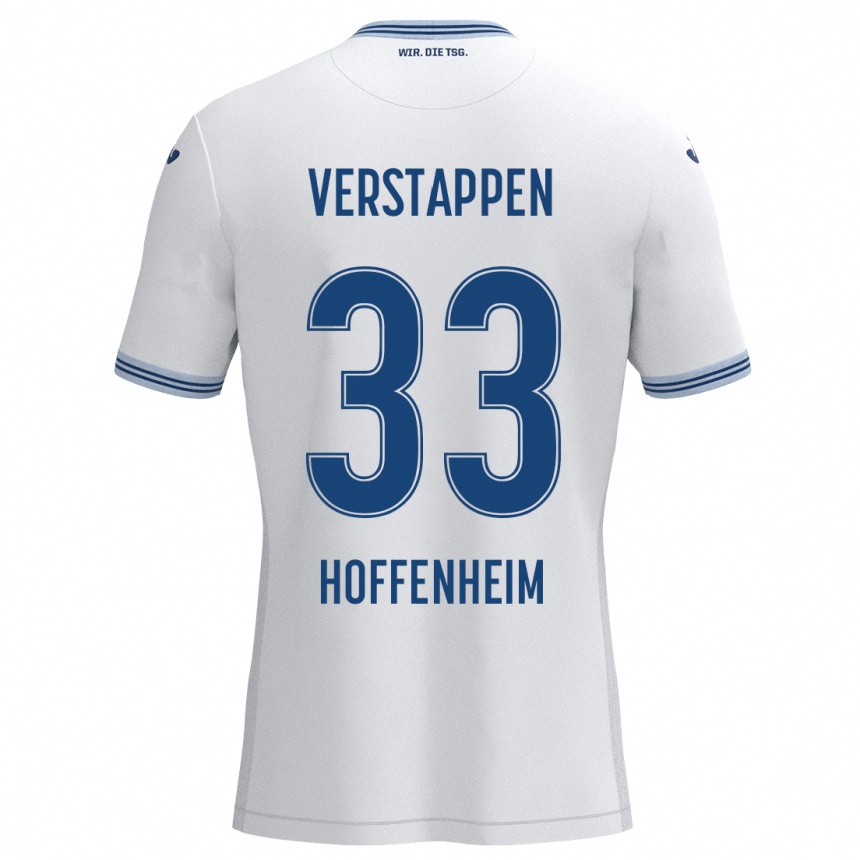 Niño Fútbol Camiseta Eric Verstappen #33 Blanco Azul 2ª Equipación 2024/25 Argentina