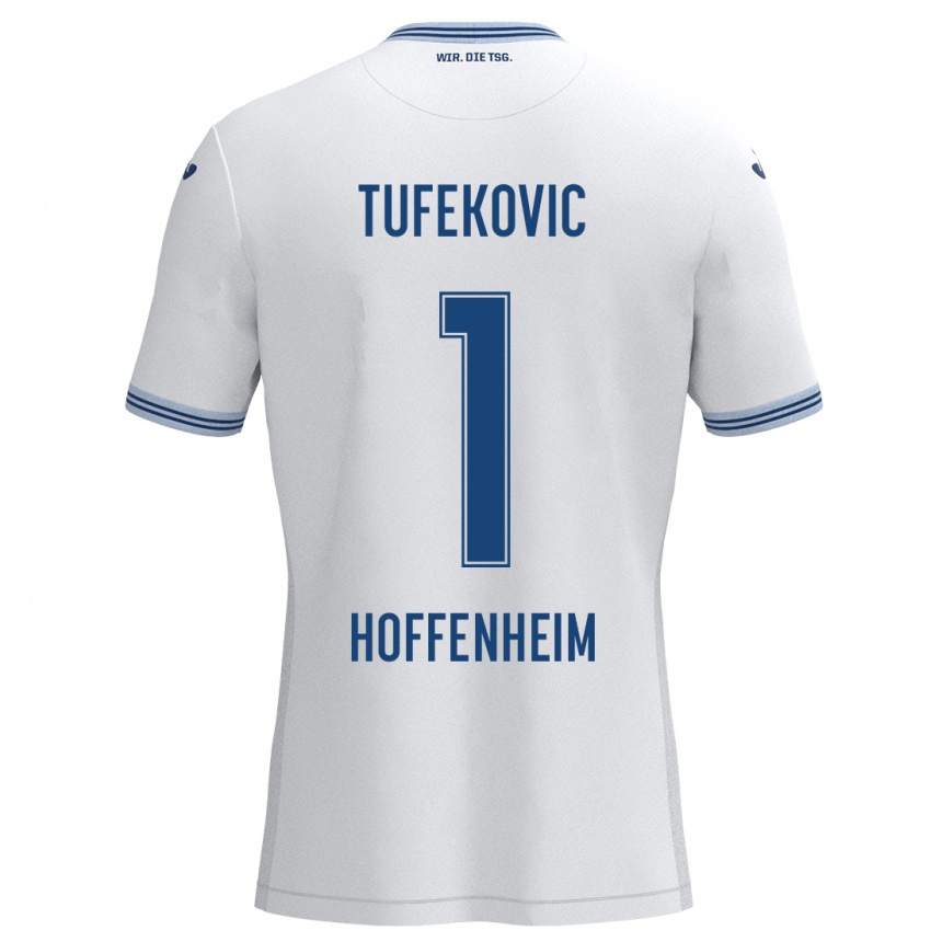 Niño Fútbol Camiseta Martina Tufekovic #1 Blanco Azul 2ª Equipación 2024/25 Argentina