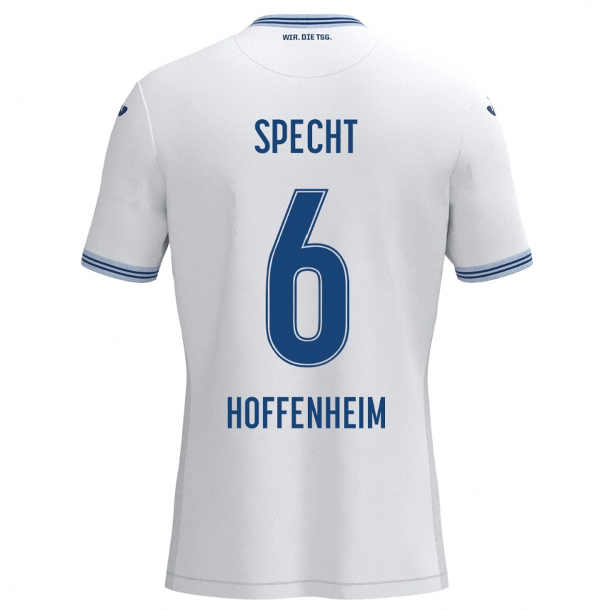 Niño Fútbol Camiseta Michaela Specht #6 Blanco Azul 2ª Equipación 2024/25 Argentina