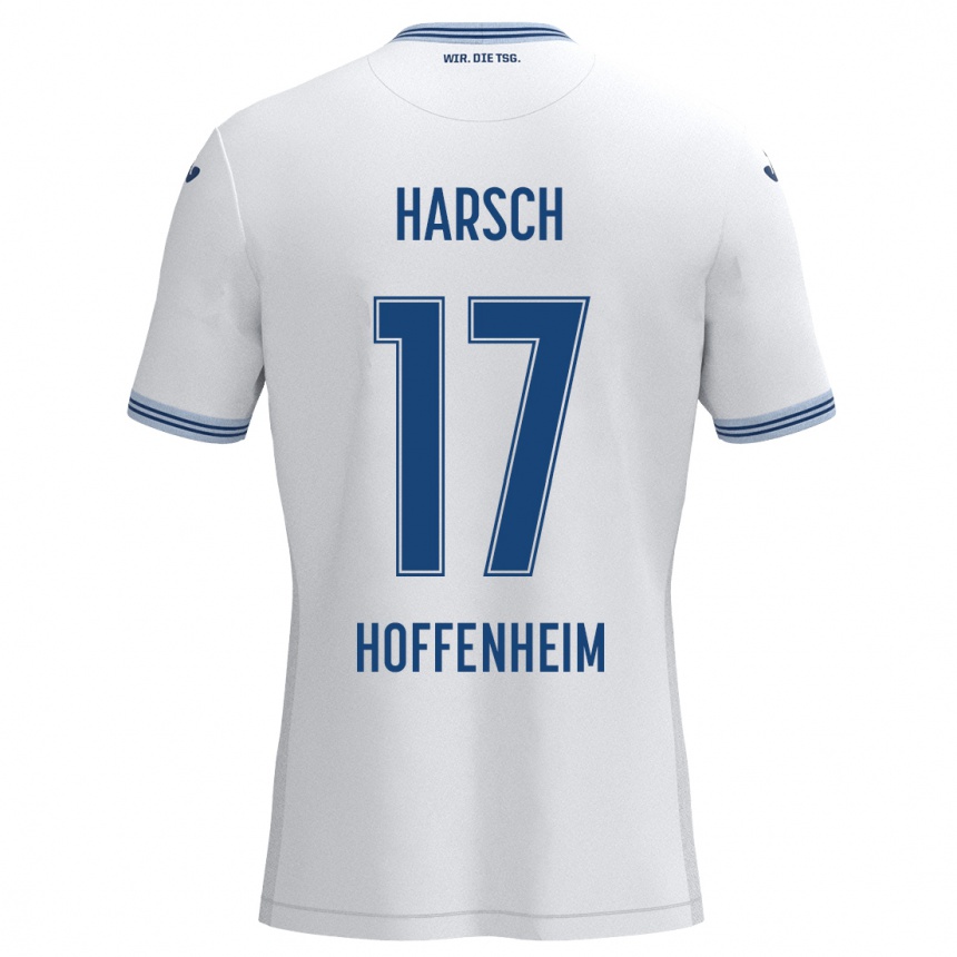 Niño Fútbol Camiseta Franziska Harsch #17 Blanco Azul 2ª Equipación 2024/25 Argentina