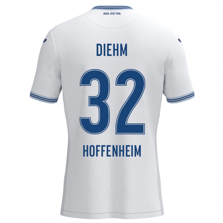 Niño Fútbol Camiseta Vanessa Diehm #32 Blanco Azul 2ª Equipación 2024/25 Argentina