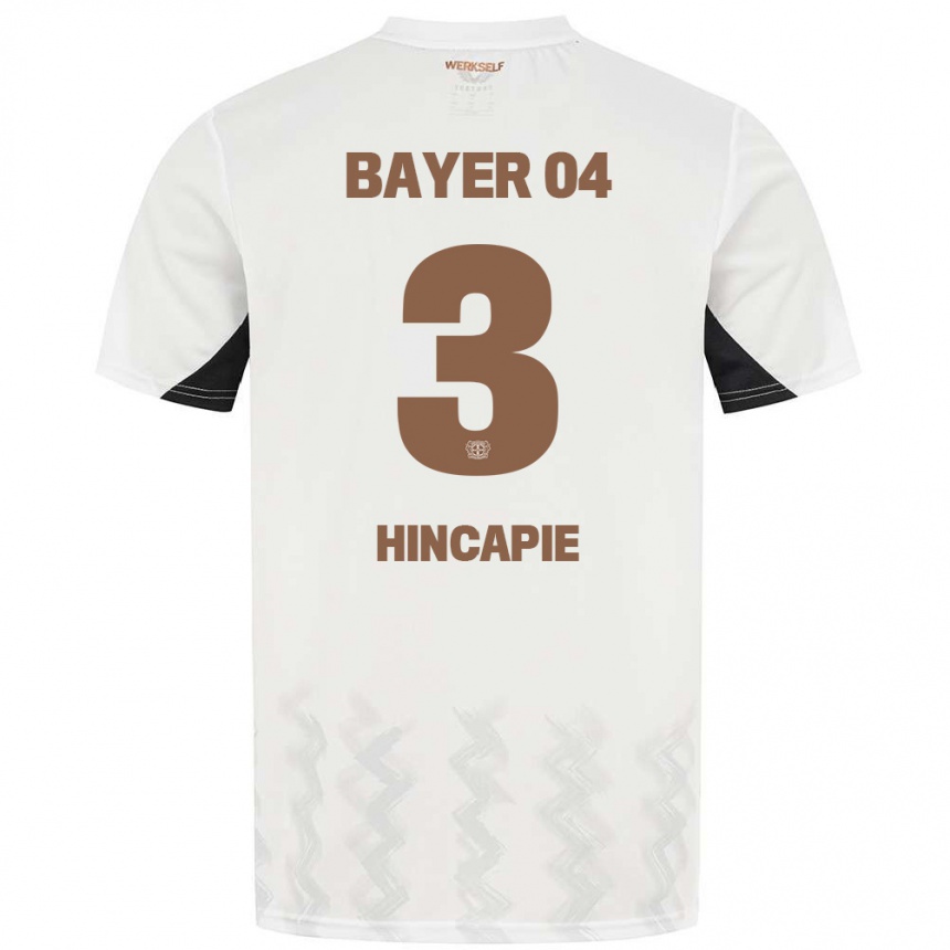 Niño Fútbol Camiseta Piero Hincapié #3 Blanco Negro 2ª Equipación 2024/25 Argentina