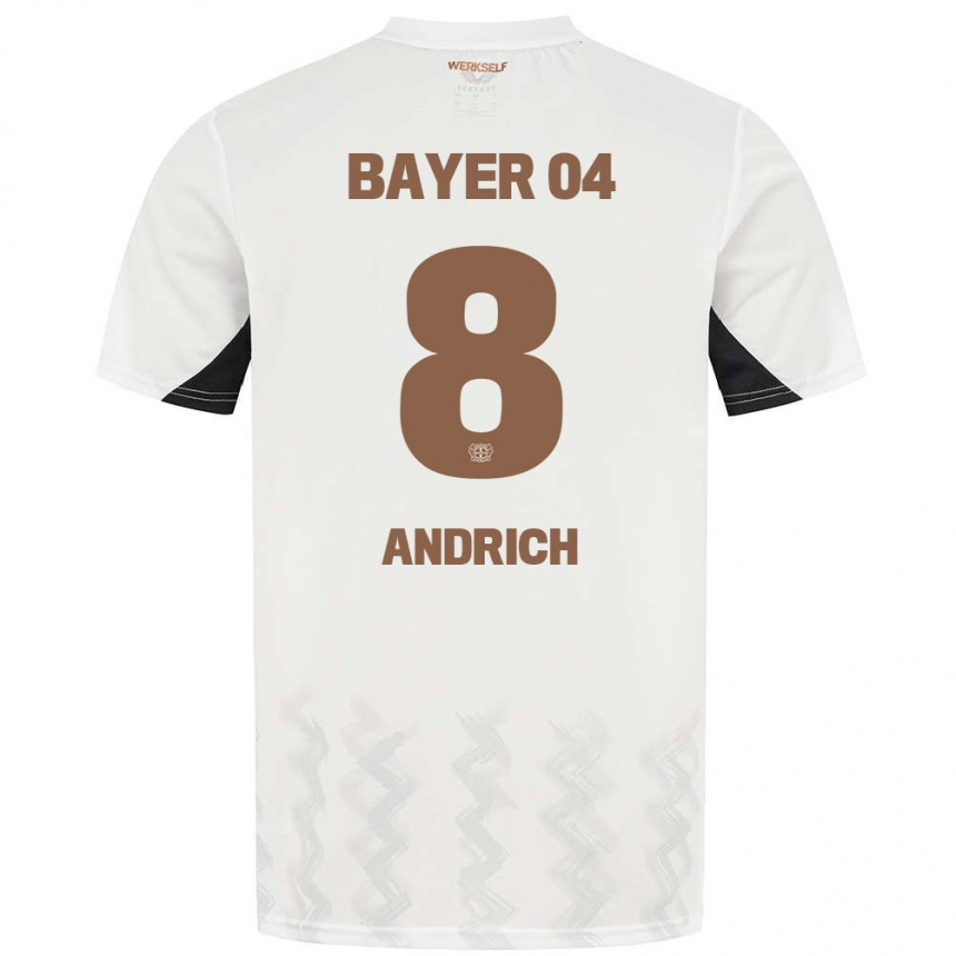 Niño Fútbol Camiseta Robert Andrich #8 Blanco Negro 2ª Equipación 2024/25 Argentina