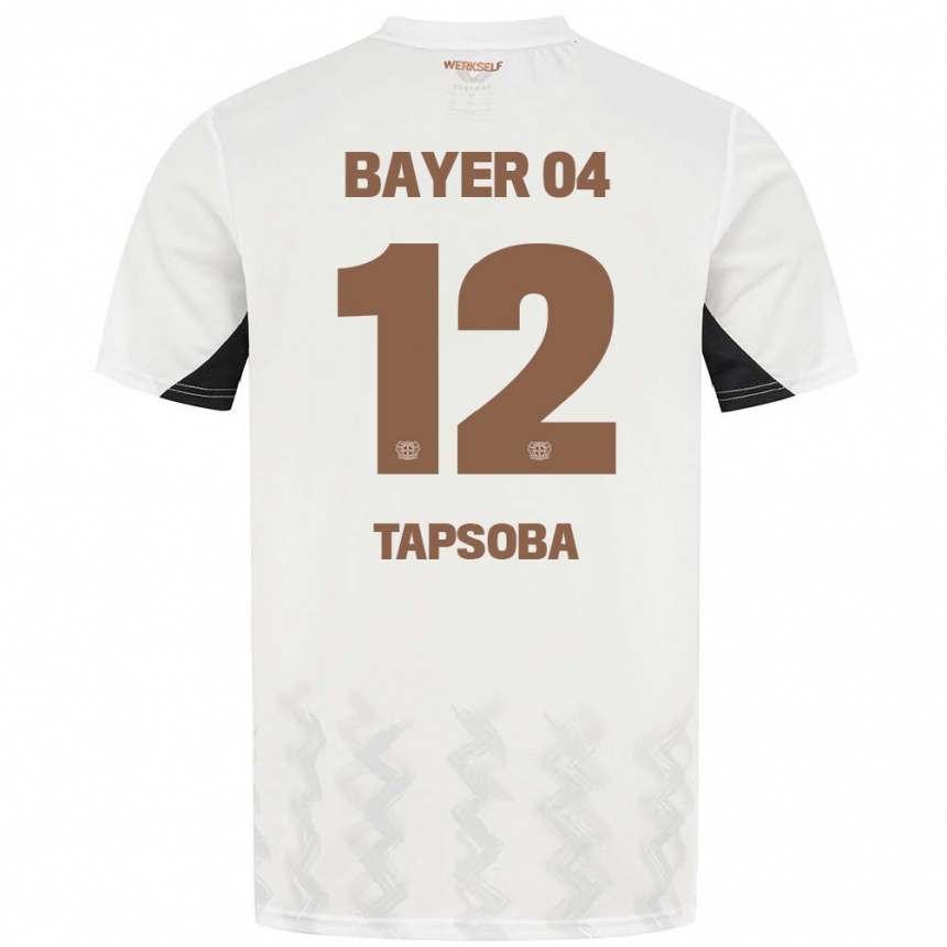 Niño Fútbol Camiseta Edmond Tapsoba #12 Blanco Negro 2ª Equipación 2024/25 Argentina