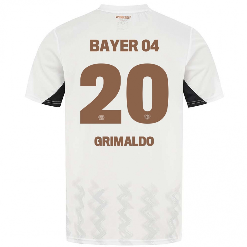 Niño Fútbol Camiseta Alejandro Grimaldo #20 Blanco Negro 2ª Equipación 2024/25 Argentina