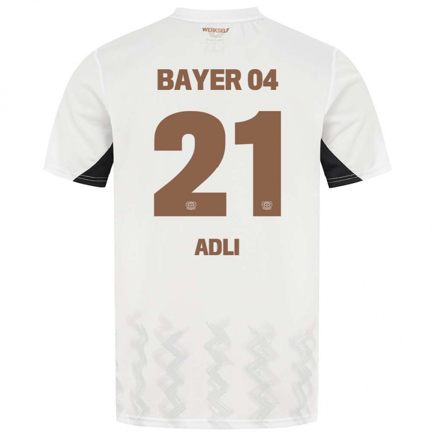 Niño Fútbol Camiseta Amine Adli #21 Blanco Negro 2ª Equipación 2024/25 Argentina