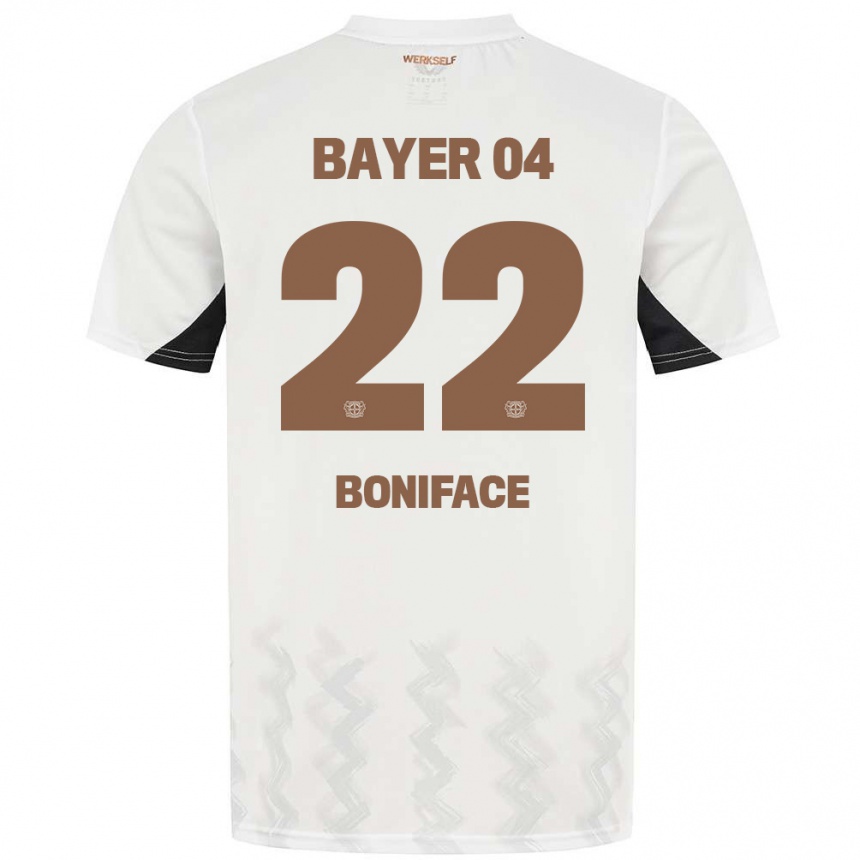 Niño Fútbol Camiseta Victor Boniface #22 Blanco Negro 2ª Equipación 2024/25 Argentina