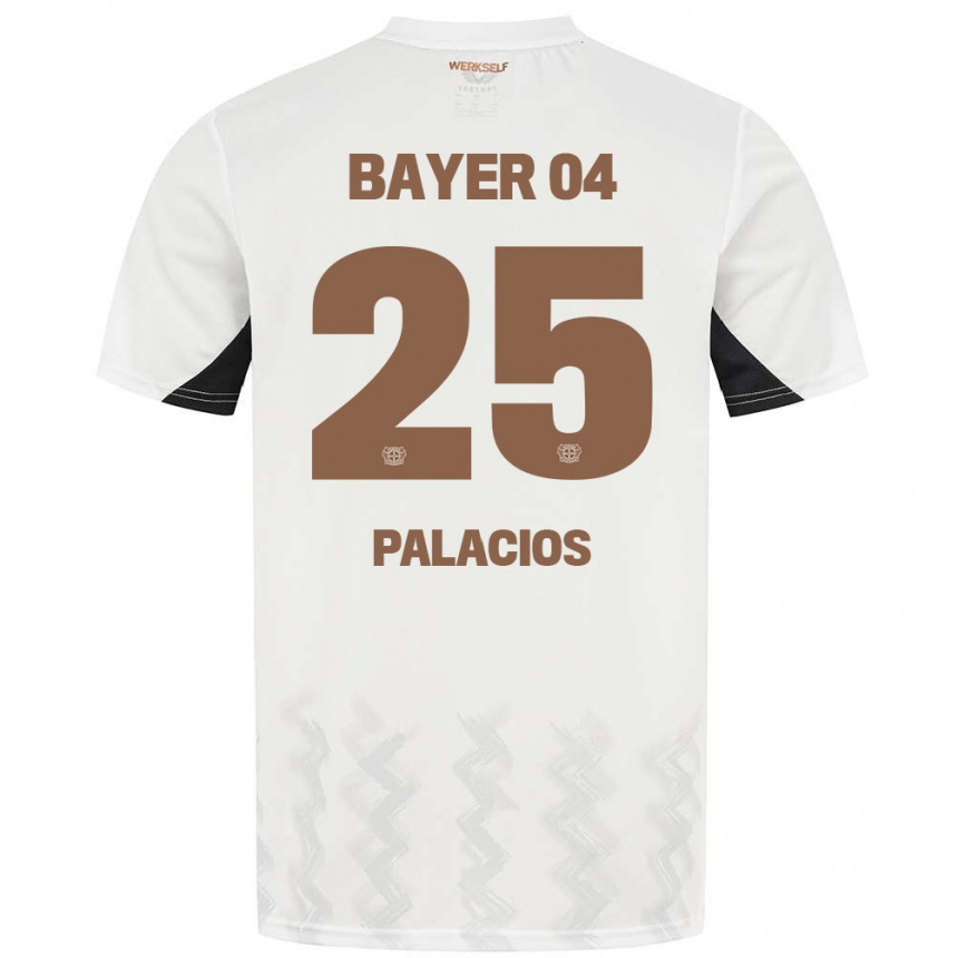 Niño Fútbol Camiseta Exequiel Palacios #25 Blanco Negro 2ª Equipación 2024/25 Argentina