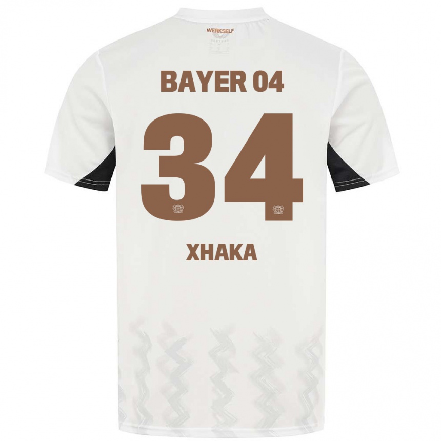 Niño Fútbol Camiseta Granit Xhaka #34 Blanco Negro 2ª Equipación 2024/25 Argentina