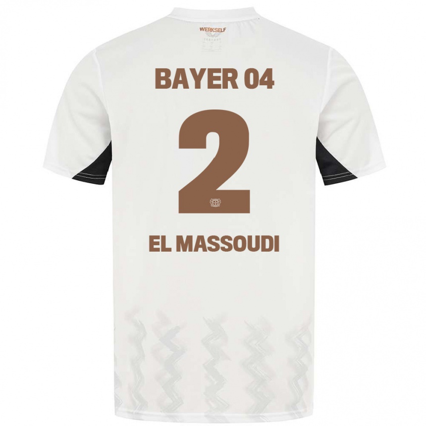 Niño Fútbol Camiseta Nassim El Massoudi #2 Blanco Negro 2ª Equipación 2024/25 Argentina