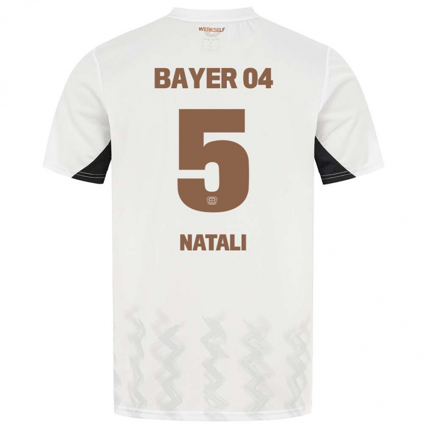 Niño Fútbol Camiseta Andrea Natali #5 Blanco Negro 2ª Equipación 2024/25 Argentina