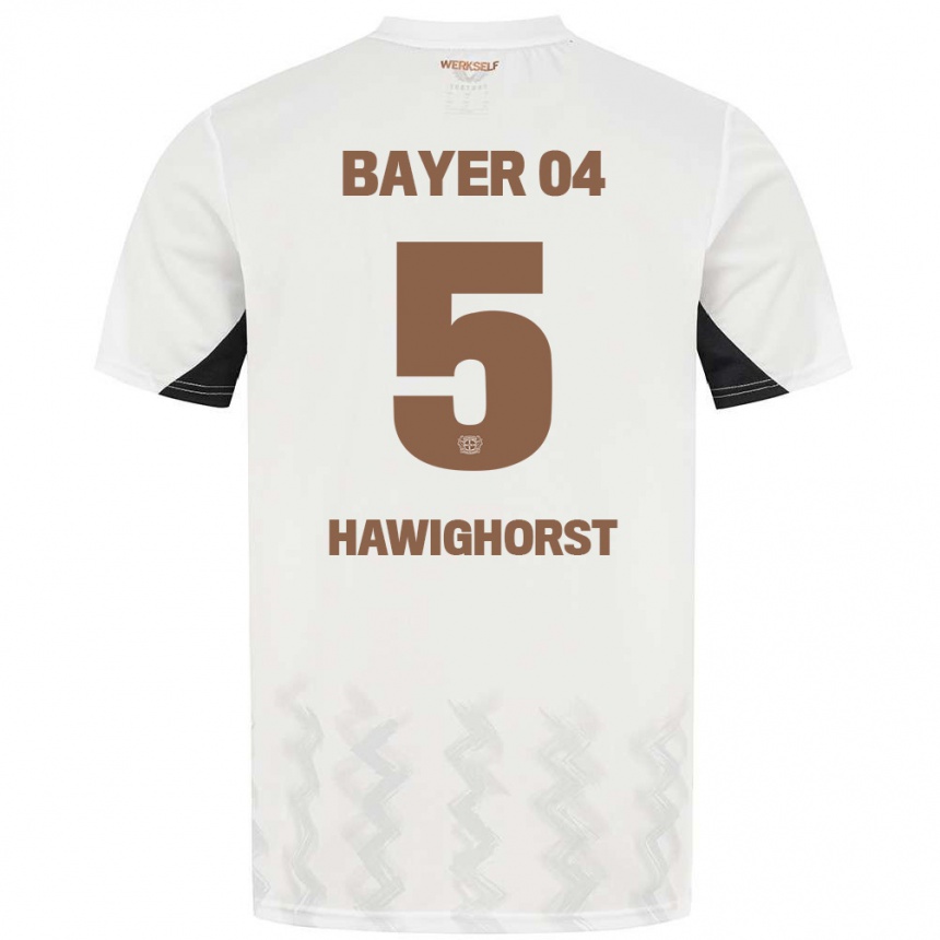 Niño Fútbol Camiseta Ben Hawighorst #5 Blanco Negro 2ª Equipación 2024/25 Argentina