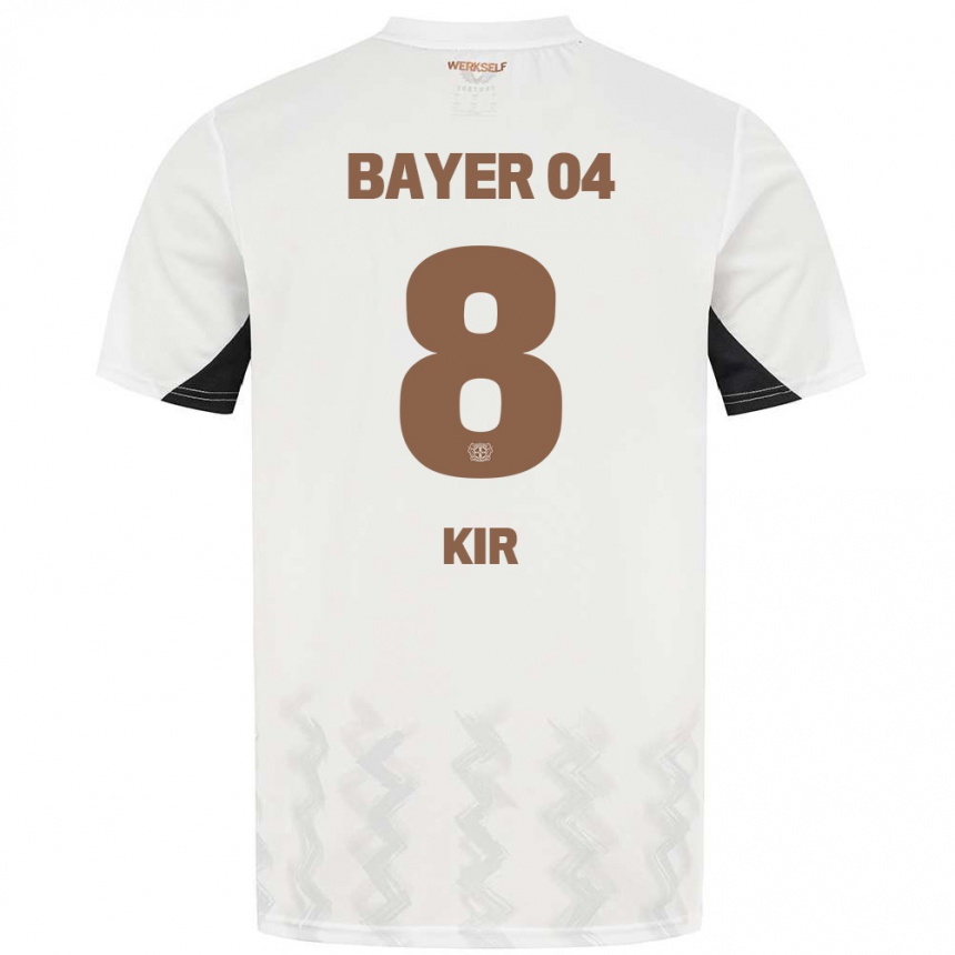 Niño Fútbol Camiseta Burak Kir #8 Blanco Negro 2ª Equipación 2024/25 Argentina