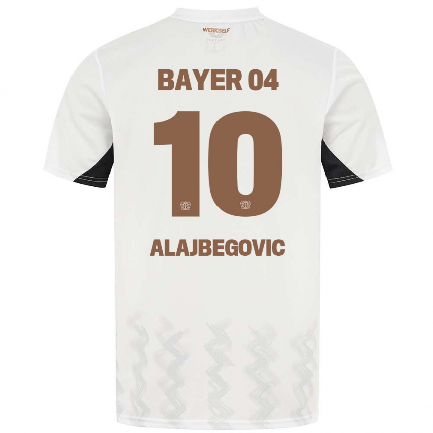 Niño Fútbol Camiseta Kerim Alajbegovic #10 Blanco Negro 2ª Equipación 2024/25 Argentina