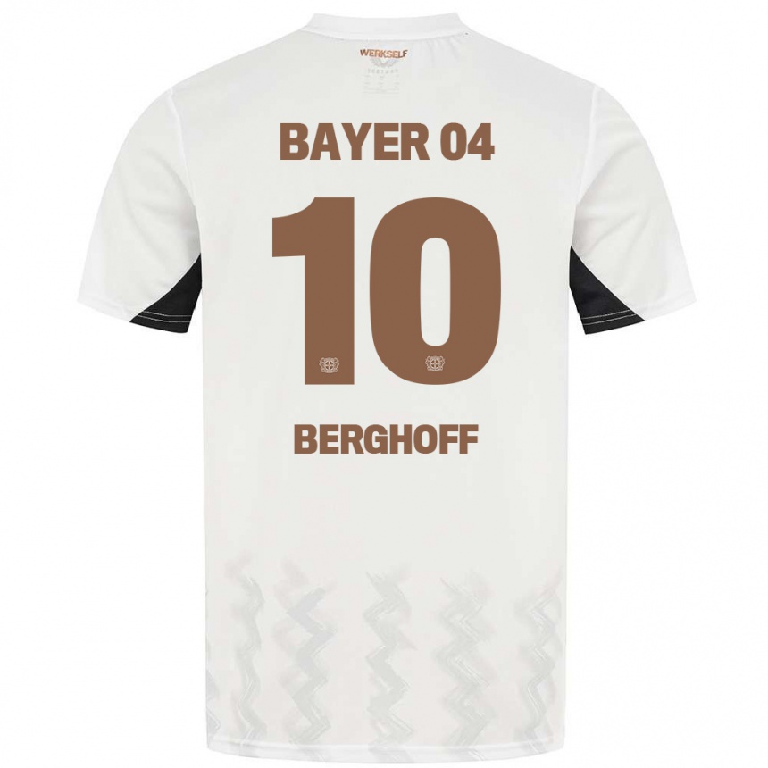 Niño Fútbol Camiseta Jonah Berghoff #10 Blanco Negro 2ª Equipación 2024/25 Argentina