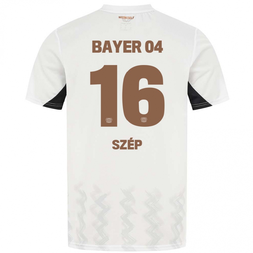 Niño Fútbol Camiseta Márton Szép #16 Blanco Negro 2ª Equipación 2024/25 Argentina