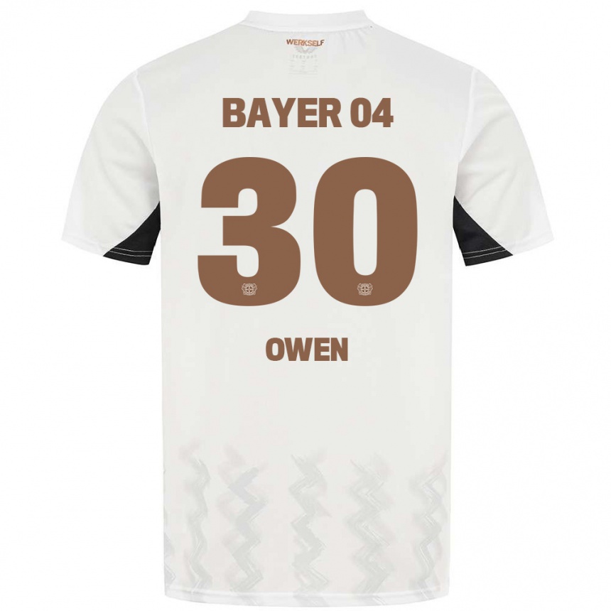 Niño Fútbol Camiseta Emmanuel Owen #30 Blanco Negro 2ª Equipación 2024/25 Argentina