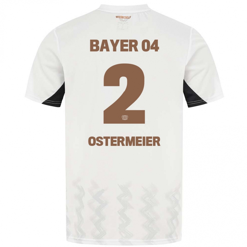 Niño Fútbol Camiseta Selina Ostermeier #2 Blanco Negro 2ª Equipación 2024/25 Argentina