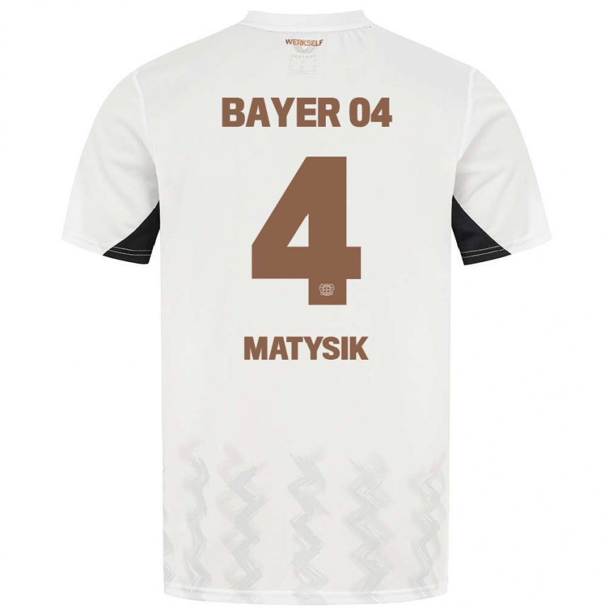 Niño Fútbol Camiseta Sylwia Matysik #4 Blanco Negro 2ª Equipación 2024/25 Argentina