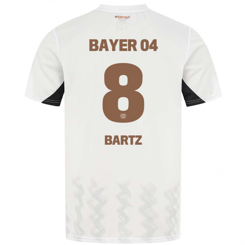 Niño Fútbol Camiseta Paulina Bartz #8 Blanco Negro 2ª Equipación 2024/25 Argentina