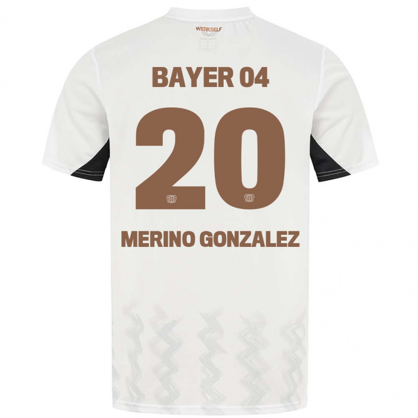 Niño Fútbol Camiseta Estrella Merino Gonzalez #20 Blanco Negro 2ª Equipación 2024/25 Argentina