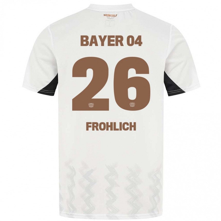 Niño Fútbol Camiseta Clara Fröhlich #26 Blanco Negro 2ª Equipación 2024/25 Argentina