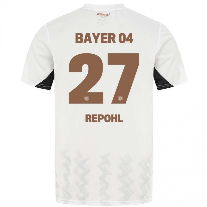 Niño Fútbol Camiseta Friederike Repohl #27 Blanco Negro 2ª Equipación 2024/25 Argentina