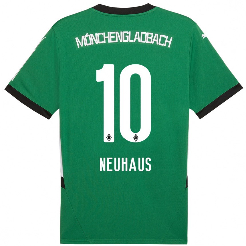 Niño Fútbol Camiseta Florian Neuhaus #10 Verde Blanco 2ª Equipación 2024/25 Argentina