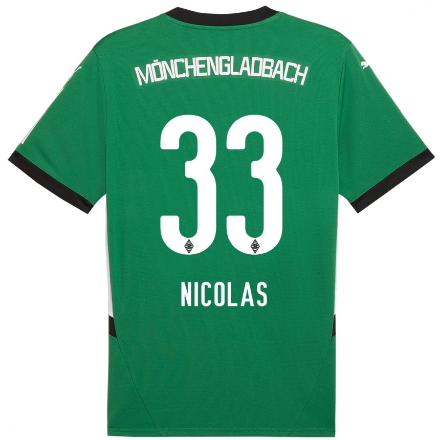 Niño Fútbol Camiseta Moritz Nicolas #33 Verde Blanco 2ª Equipación 2024/25 Argentina