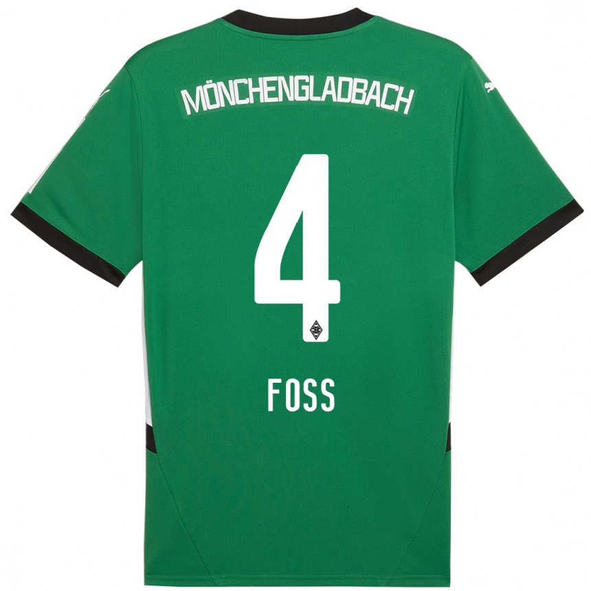 Niño Fútbol Camiseta Jonathan Foss #4 Verde Blanco 2ª Equipación 2024/25 Argentina