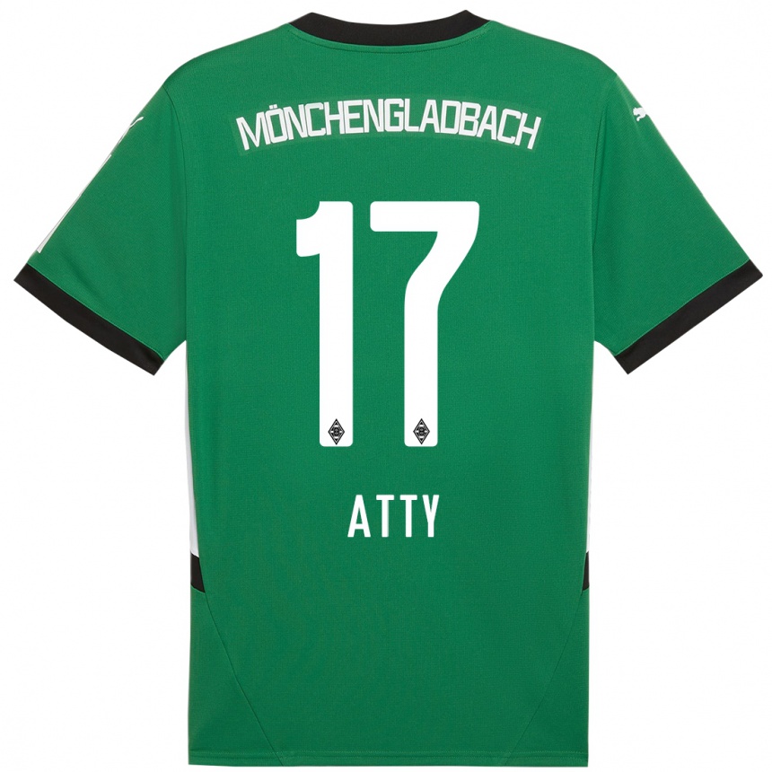 Niño Fútbol Camiseta Yassir Atty #17 Verde Blanco 2ª Equipación 2024/25 Argentina