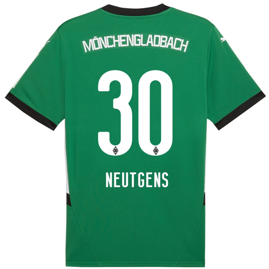 Niño Fútbol Camiseta Maximilian Neutgens #30 Verde Blanco 2ª Equipación 2024/25 Argentina