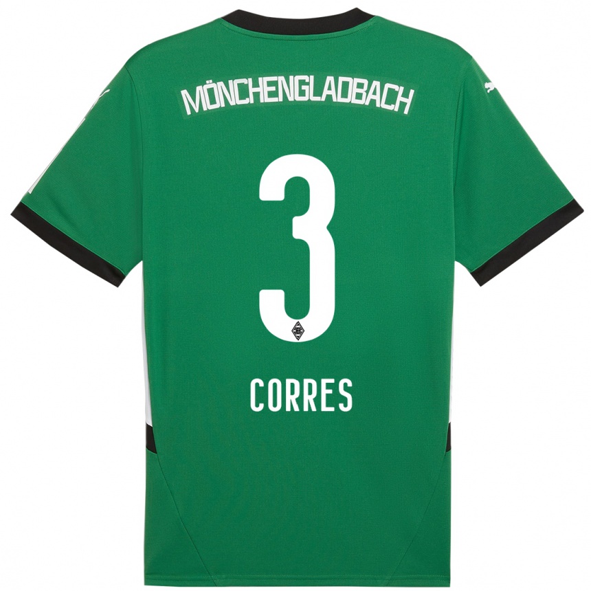 Niño Fútbol Camiseta Carolin Corres #3 Verde Blanco 2ª Equipación 2024/25 Argentina