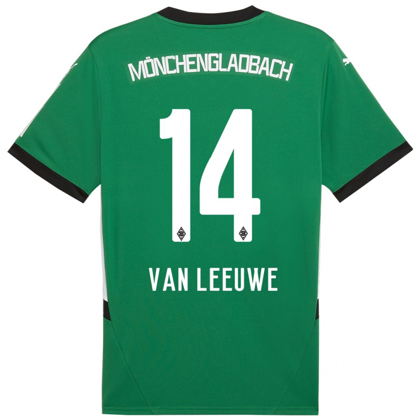 Niño Fútbol Camiseta Kyra Van Leeuwe #14 Verde Blanco 2ª Equipación 2024/25 Argentina