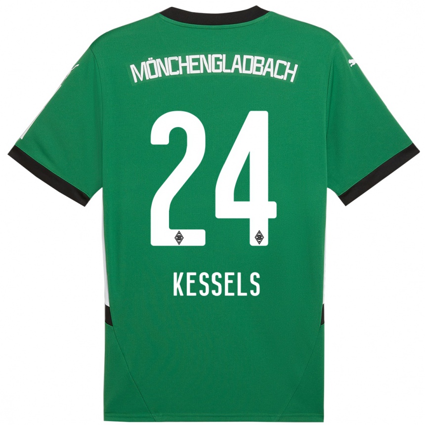 Niño Fútbol Camiseta Imke Kessels #24 Verde Blanco 2ª Equipación 2024/25 Argentina