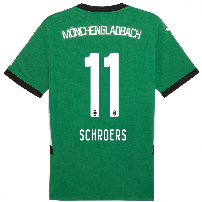 Niño Fútbol Camiseta Mika Schroers #11 Verde Blanco 2ª Equipación 2024/25 Argentina