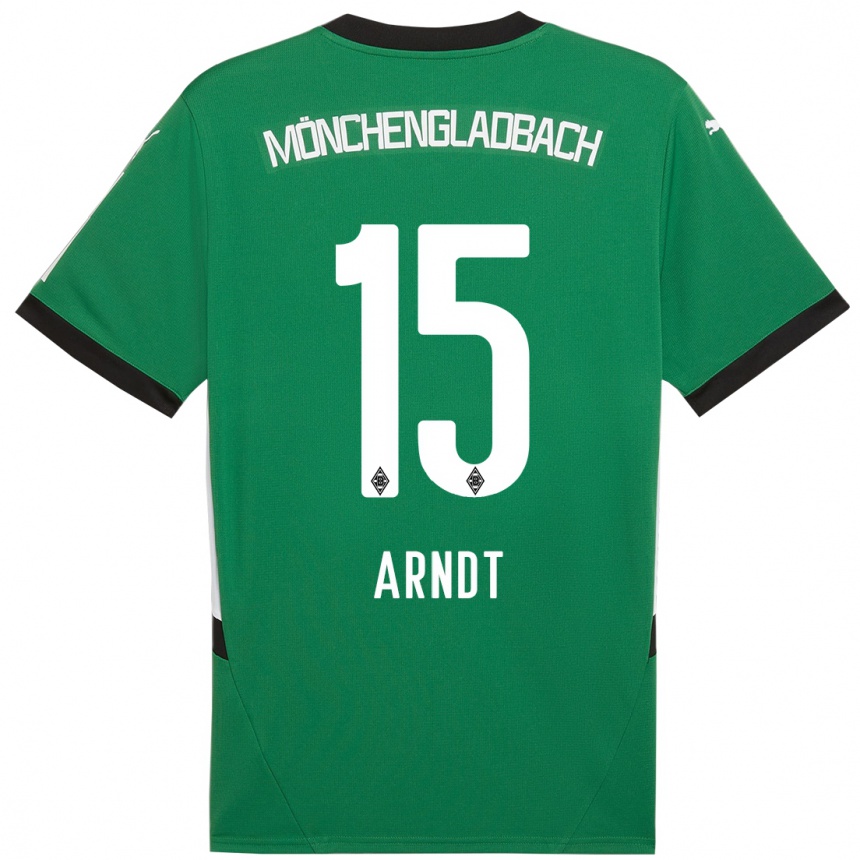 Niño Fútbol Camiseta Leo Arndt #15 Verde Blanco 2ª Equipación 2024/25 Argentina