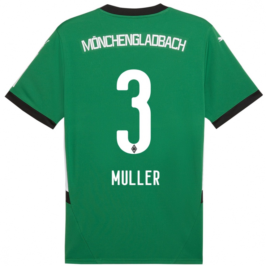 Niño Fútbol Camiseta Barbara Müller #3 Verde Blanco 2ª Equipación 2024/25 Argentina