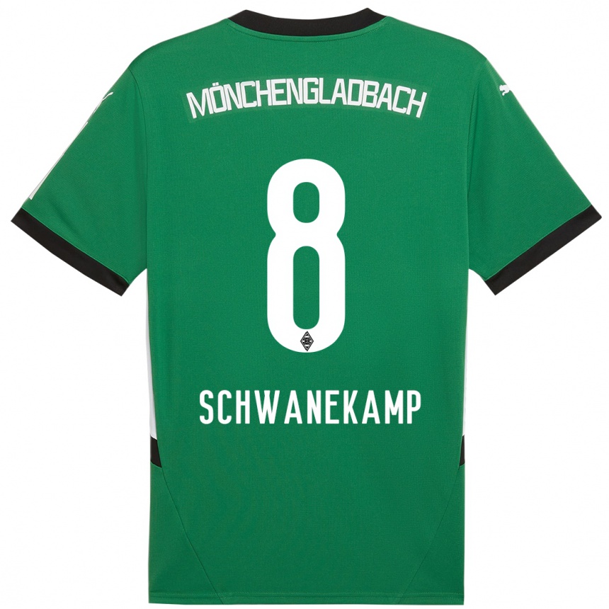 Niño Fútbol Camiseta Jana Schwanekamp #8 Verde Blanco 2ª Equipación 2024/25 Argentina