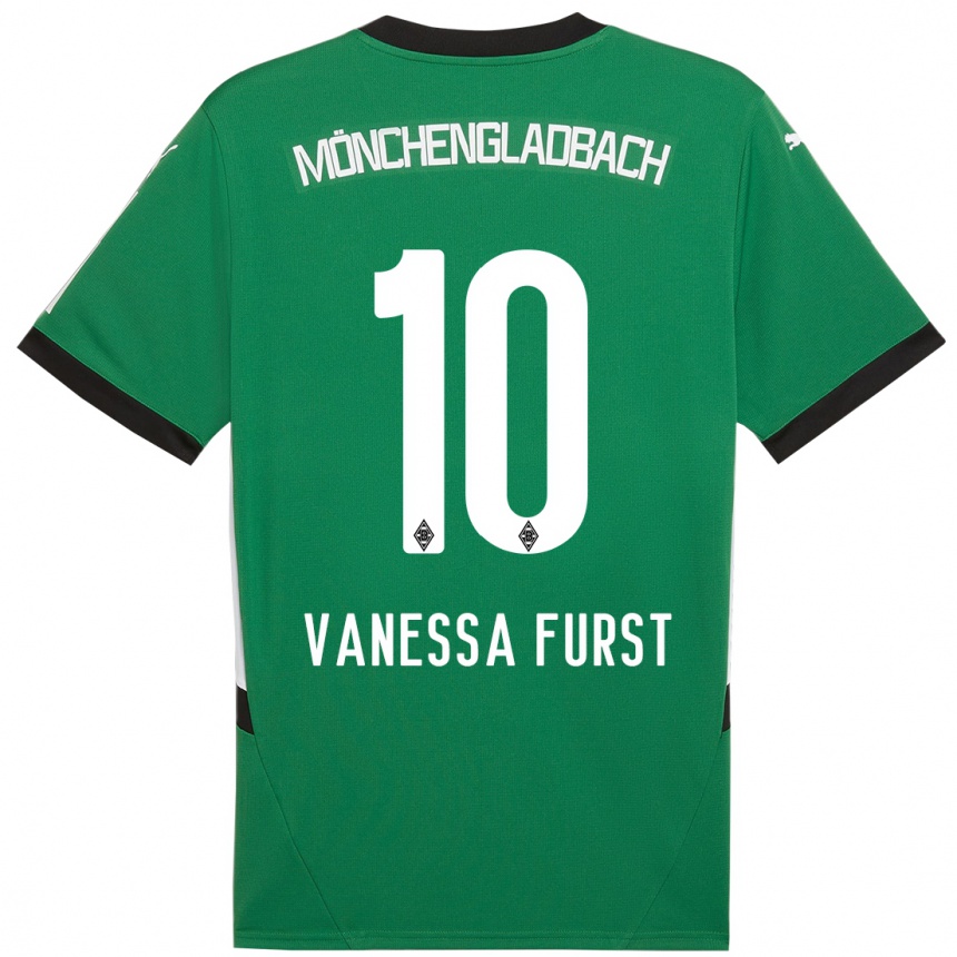 Niño Fútbol Camiseta Vanessa Fürst #10 Verde Blanco 2ª Equipación 2024/25 Argentina