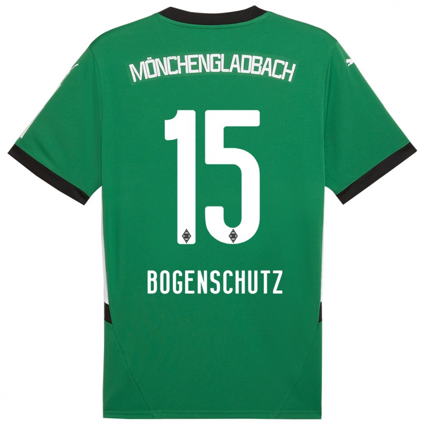 Niño Fútbol Camiseta Kerstin Bogenschutz #15 Verde Blanco 2ª Equipación 2024/25 Argentina